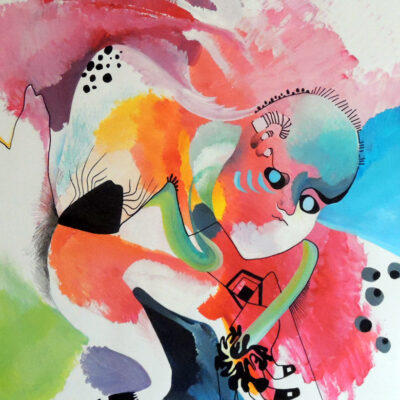 PORTE-BONHEUR - Acrylique et feutre sur papier.