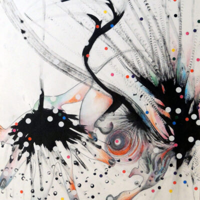SUBLIMATION - Acrylique, crayon et gommettes sur papier.
