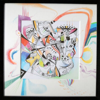 <br>AU VOLANT <span style='color: #99AEC0'>- CARRÉ MAGIQUE N°2</span><br>
<span style='color: #5E7C98'>21x21 cm, encre de chine et crayons de couleur -</span> <em><span style='color: #FF0000;font-size: 10px;'>VENDUE</span></em><br><br>