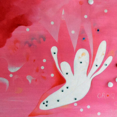 CROQUER LE CROCUS - Acrylique et collages sur papier.