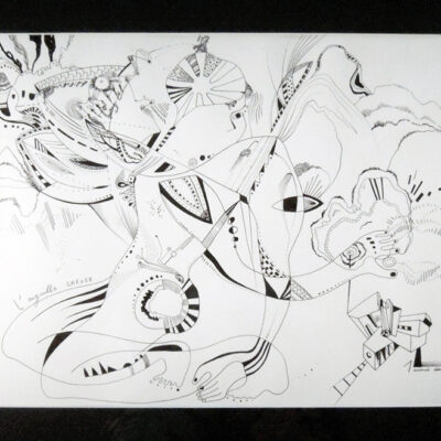 <br><em>L'AIGUILLE CREUSE <span style='color: #99AEC0'>- PLUME N°1</span></em><br>
<span style='color: #5E7C98'>42 x 30 cm, Rotring ArtPen et son encre noire sur papier dessin à grain</span><br/>
En vente sur <a href='https://amandineledu.art/commande/produit/laiguille-creuse/' rel='noopener' target='_blank' class='btnjaune'>LA BOUTIQUE</a> en ligne<br/><br/>