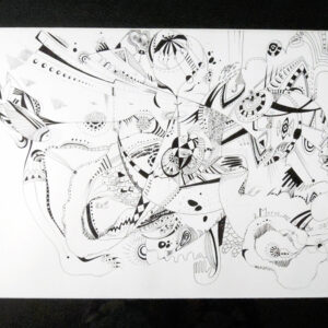 <br>MOTUS DANS L'ŒUF : ODE <span style='color: #99AEC0'>- PLUME N°2</span><br>
<span style='color: #5E7C98'>42 x 30 cm, rotring ArtPen et son encre noire sur papier dessin à grain -</span> <em><span style='color: #00CB65;font-size: 10px;'>DISPONIBLE à l'Atelier de Pornichet - 430 €</span></em><br><br>