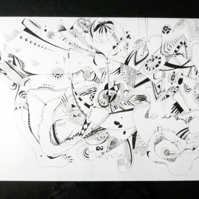 <br>MOTUS DANS L'ŒUF : ODE <span style='color: #99AEC0'>- PLUME N°2</span><br>
<span style='color: #5E7C98'>42 x 30 cm, rotring ArtPen et son encre noire sur papier dessin à grain -</span> <em><span style='color: #00CB65;font-size: 10px;'>DISPONIBLE à l'Atelier de Pornichet - 430 €</span></em><br><br>