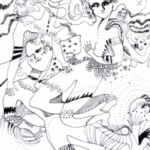 SUR LE TOÎT - Stylo plume sur papier.