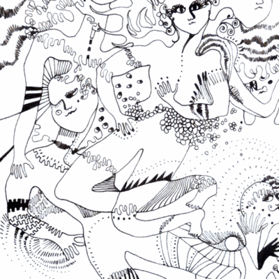 SUR LE TOÎT - Stylo plume sur papier.