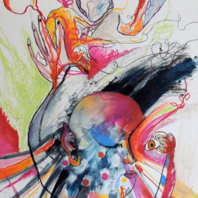 <br>VISITE MÉDICALE <span style='color: #5E7C98'>- Crayons gras et acrylique sur papier -</span> <em><span style='color: #00CB65;font-size: 10px;'>DISPONIBLE</span></em><br><br>