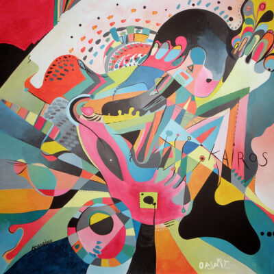 <br>KAIROS <span style='color: #5E7C98'>- 80 cm x 80 cm, acrylique sur toile -</span> <em><span style='color: #FF0000;font-size: 10px;'>VENDUE</span></em><br><br>

<span style='color: #1e73be;'><em>Une rencontre, c'est quelque chose de décisif, une porte, une fracture, un instant qui marque le temps et crée un avant et un après.</em></span><br>
<span style='color: #333399;'>Éric-Emmanuel Schmitt</span><br><br>