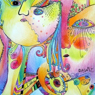 <br>LA VAGUE À L'ÂME <span style='color: #5E7C98'>- Stylo plume, crayons de couleur et crayons gras sur papier -</span> <em><span style='color: #FF8D00;font-size: 10px;'>PAS À VENDRE</span></em><br><br>