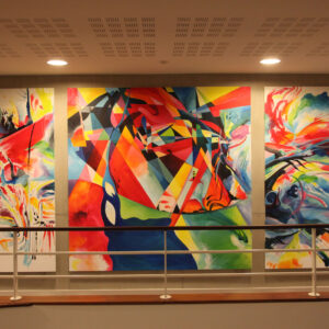 <br>ENTRE TERRE & MER <span style='color: #5E7C98'>- 4m x 2m, acrylique sur toile, triptyque -</span> <em><span style='color: #FF0000;font-size: 10px;'>VENDUE</span></em><br><br>